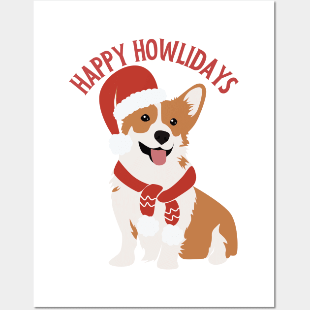 Happy Howlidays | Christmas corgi Wall Art by Fayn